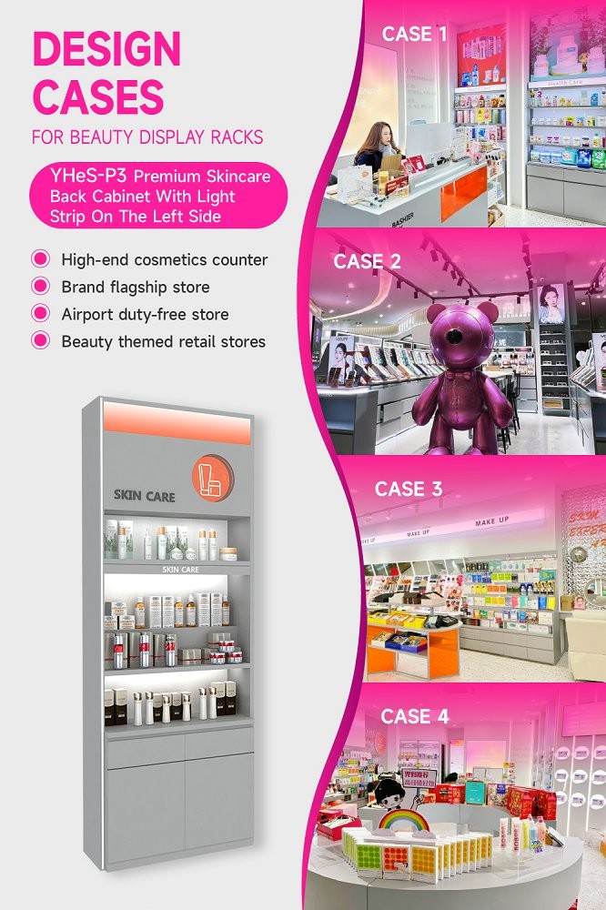 YHeS-P3 Easy Disassembly Skincare Display Cabinet with 60mm Soft Film Light Box