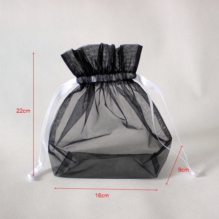 Foldable Mesh Nylon Drawstring Bags Portable Small For Gift