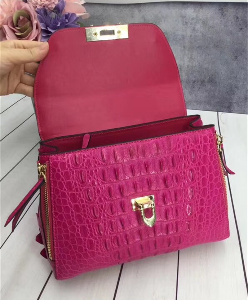 Exotic Genuine Crocodile Skin Woman Orange Purse Authentic Alligator Leather Lady Handbag Female Crossbody Shoulder Bag