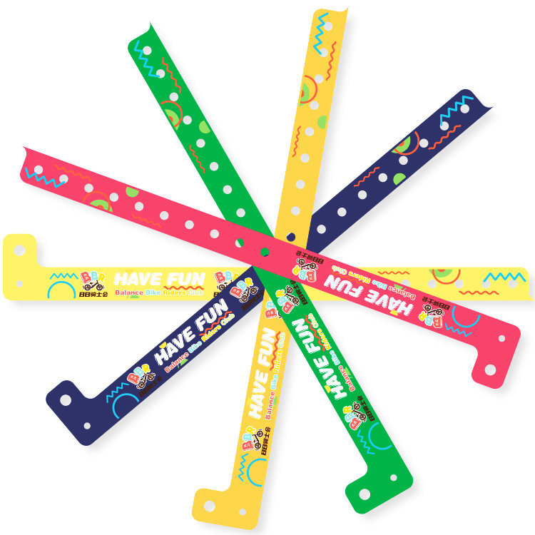 Custom Promotional Gift Item Wristbands Logo Vinyl PVC One Layer Waterproof Colorful Paper Wristband