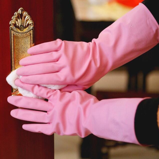 Reusable Anti-Oil Latex Kitchen Rubber Gloves Kitchen Dishwashing Gloves