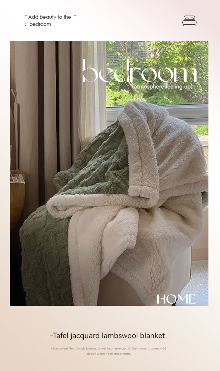 Wedding Knitted Double Sided Lamb Cashmere Plaid Blanket for Winter Warmth