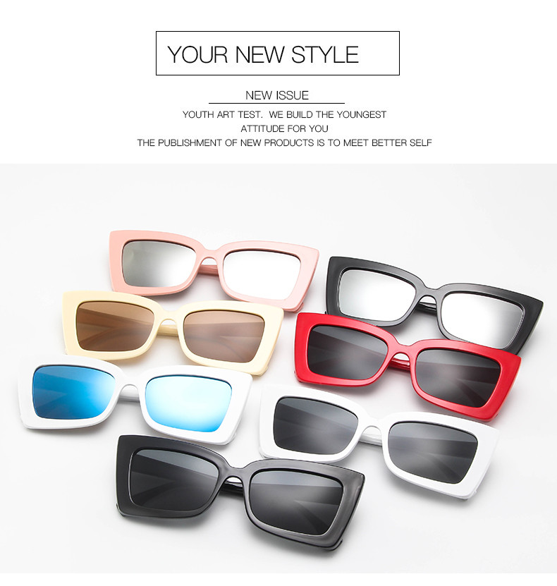 BSCI Trendy Fashion Sunglasses Women Rectangle Frame Clear Mirror Lens Glasses UV400