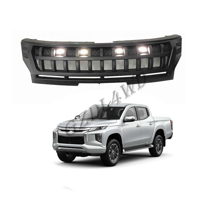 Matte Black Front Grill Mesh With White Amber LED Lights Car Accessories