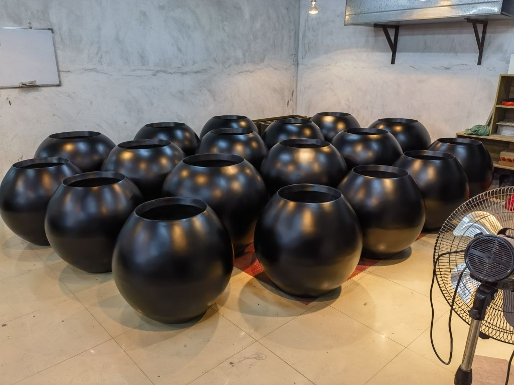 Fiberglass Planter Box Round Shape With Matte Or Shiny Finished