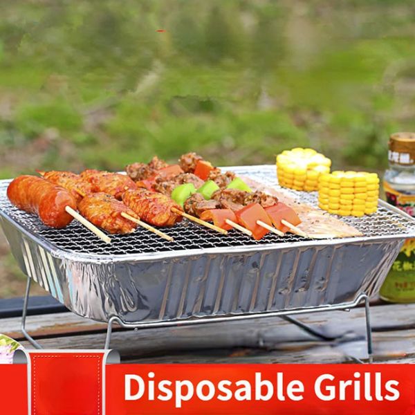 Household Disposable Charcoal Aluminum Foil Box BBQ Grill