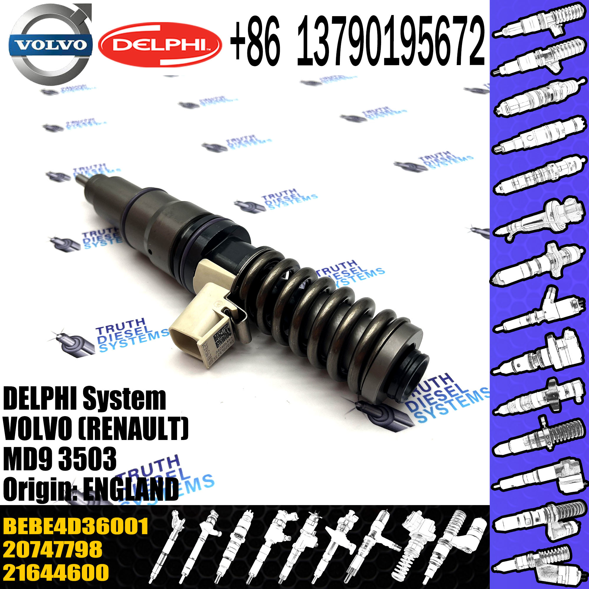 New Diesel Fuel Injector 21582098 BEBE4D36001 EBE4D41001 20965224 21582098 B for VOL