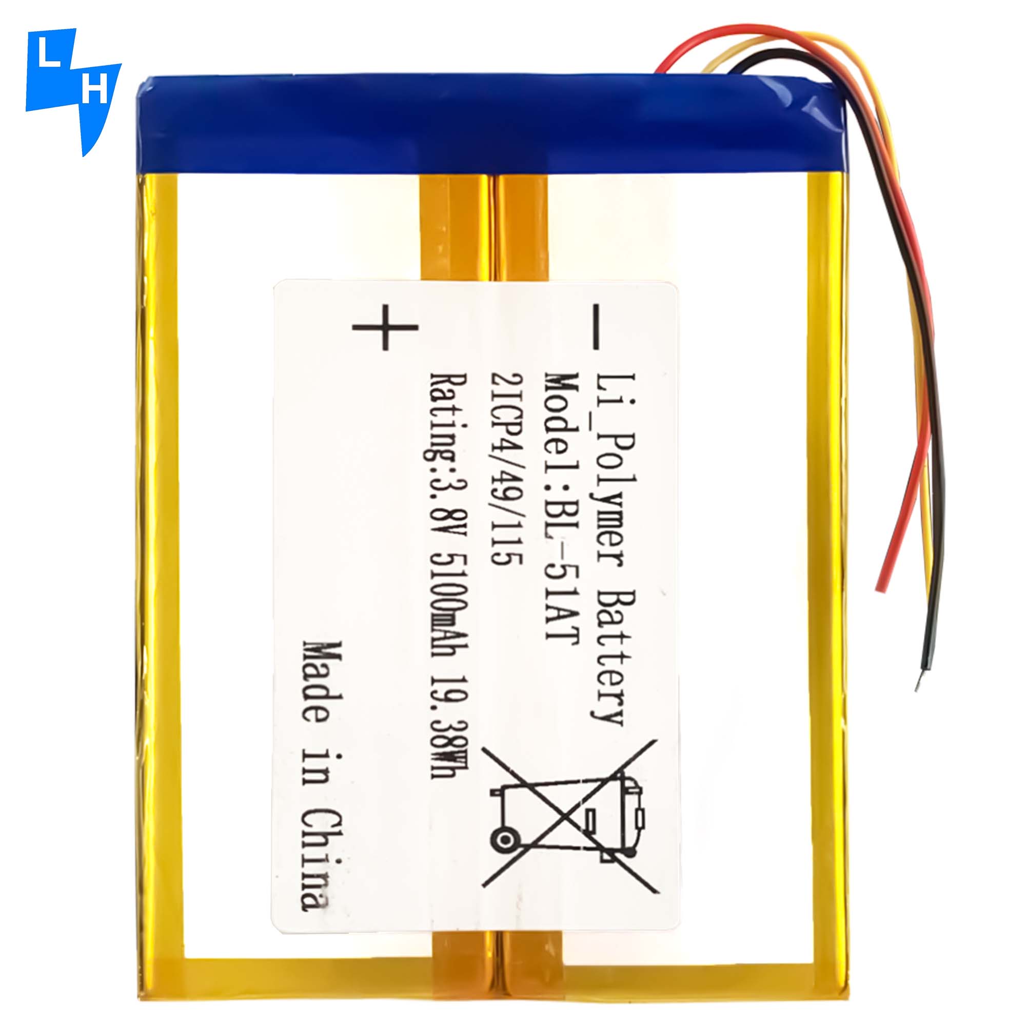 Stock BL-51AT Mobile Phone Batteries for Tecno H8 8H Dioipad 8 3.8V 5100mAh Devices