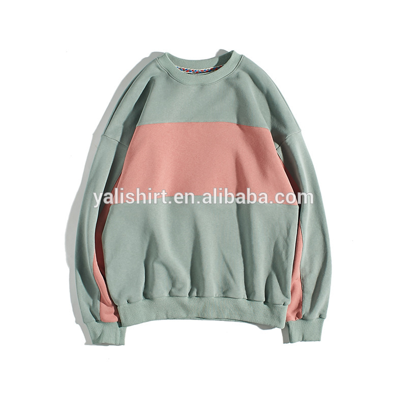 mens crewneck sweatshirt custom splicing cotton sweatshirt without hood