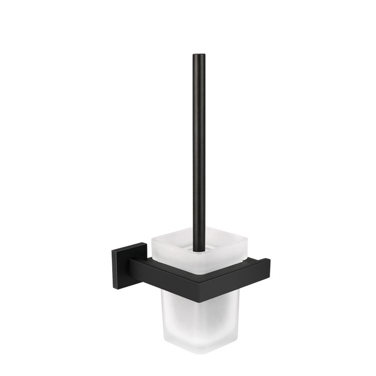 High End Black Toilet Accessories Toilet Brush Holder TPR Material Bristle