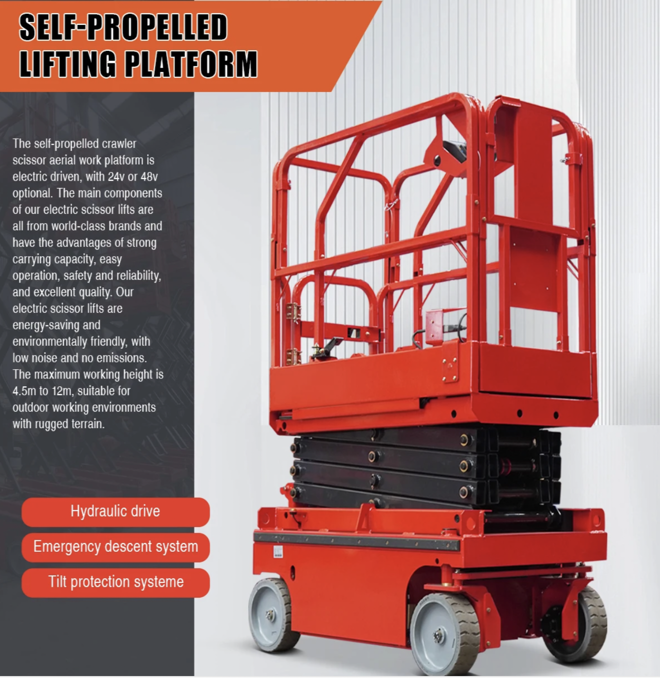 2860 kg 4m 5m 6m 8m 10m 12m 14m 16m Electric Self Propelled Hydraulic Scissor Aerial Work Lift Platform