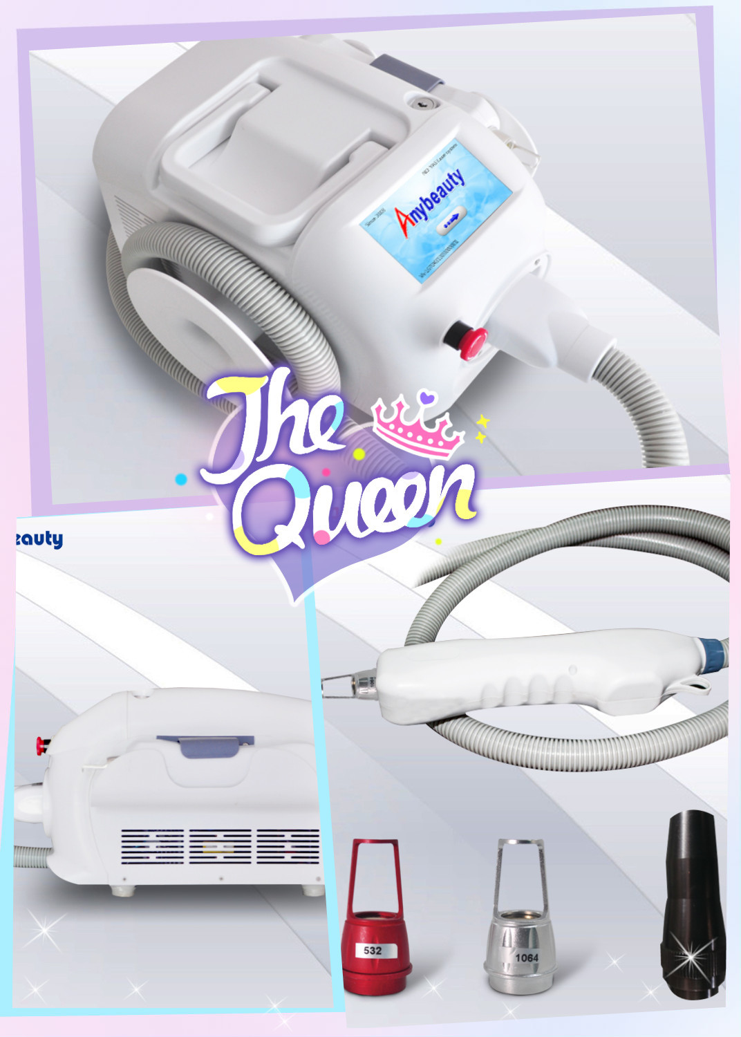 Q Switched Nd Yag Laser Beauty Machine White Color With Adjustable Power