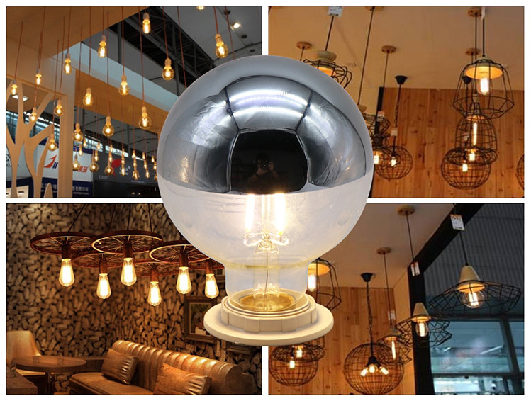 E27 G80 Decorative Filament Bulbs 3000K Silver Coated Light Bulbs 4W 6W