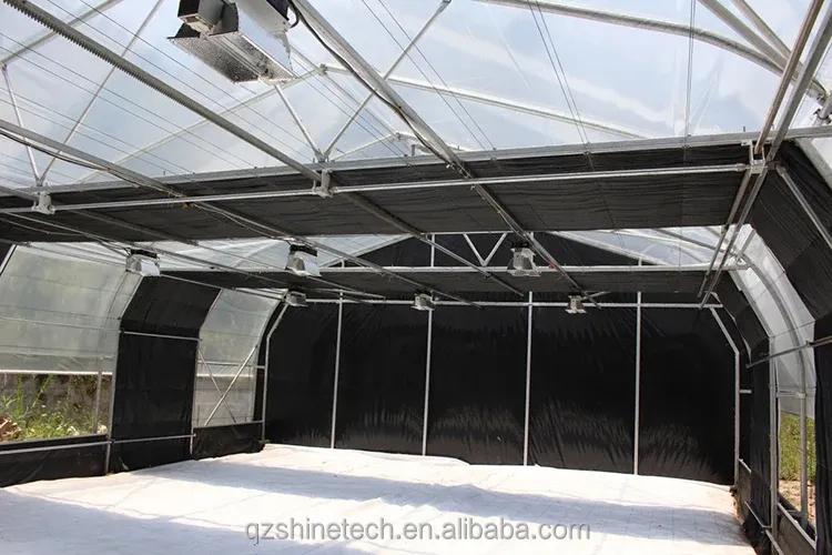 Hot Dip Galvanized Steel Frame Movable Bench Automated Light Deprivation Greenhouse