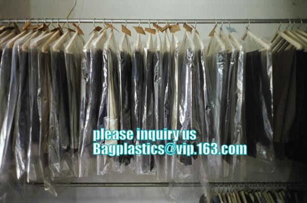garment packaging bag cover dry clean poly garment bag rolls,laundry dry cleaning garment bag,Clear Polythene 21x4x54'',