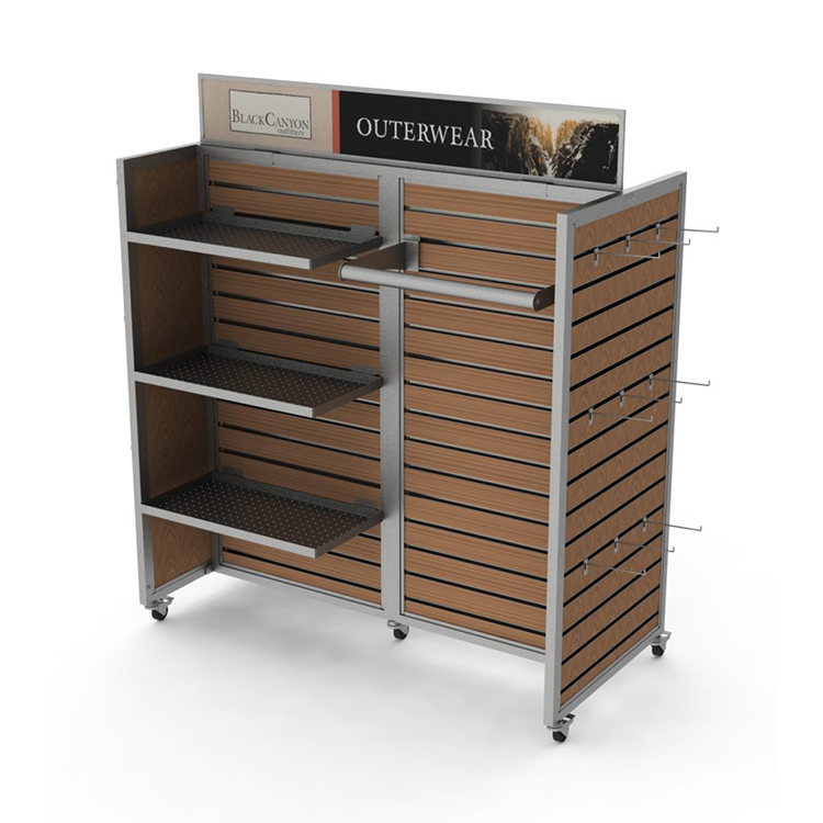 Outdoor Jacket Clothing Display Stand 2 Tiers Clothing Store Display Racks For Fashion Fits