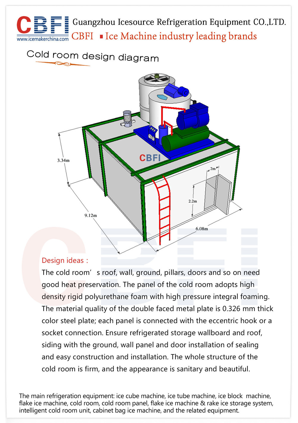 Customized 10 Tons Flake Ice Machine CBFI Compressor R507 Refrigerant