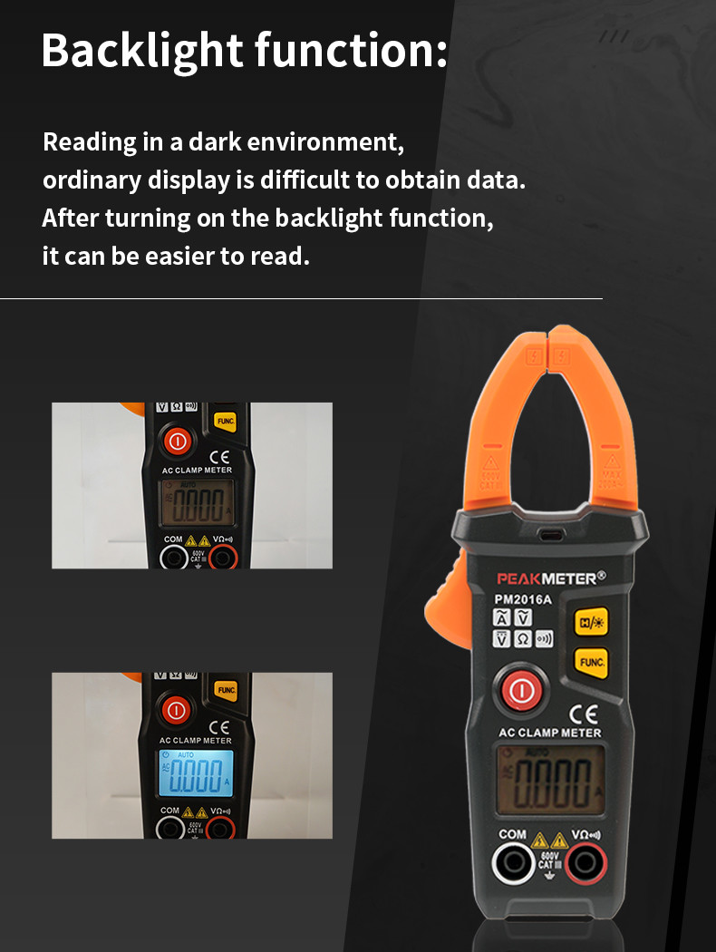 Resistance Tester Ac Digital Clamp Meter , Custom Leakage Current Clamp Meter