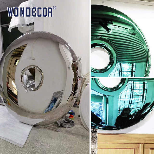 Mirror Metal Wall Art Sculpture Stainless Steel Circular Home Decoration