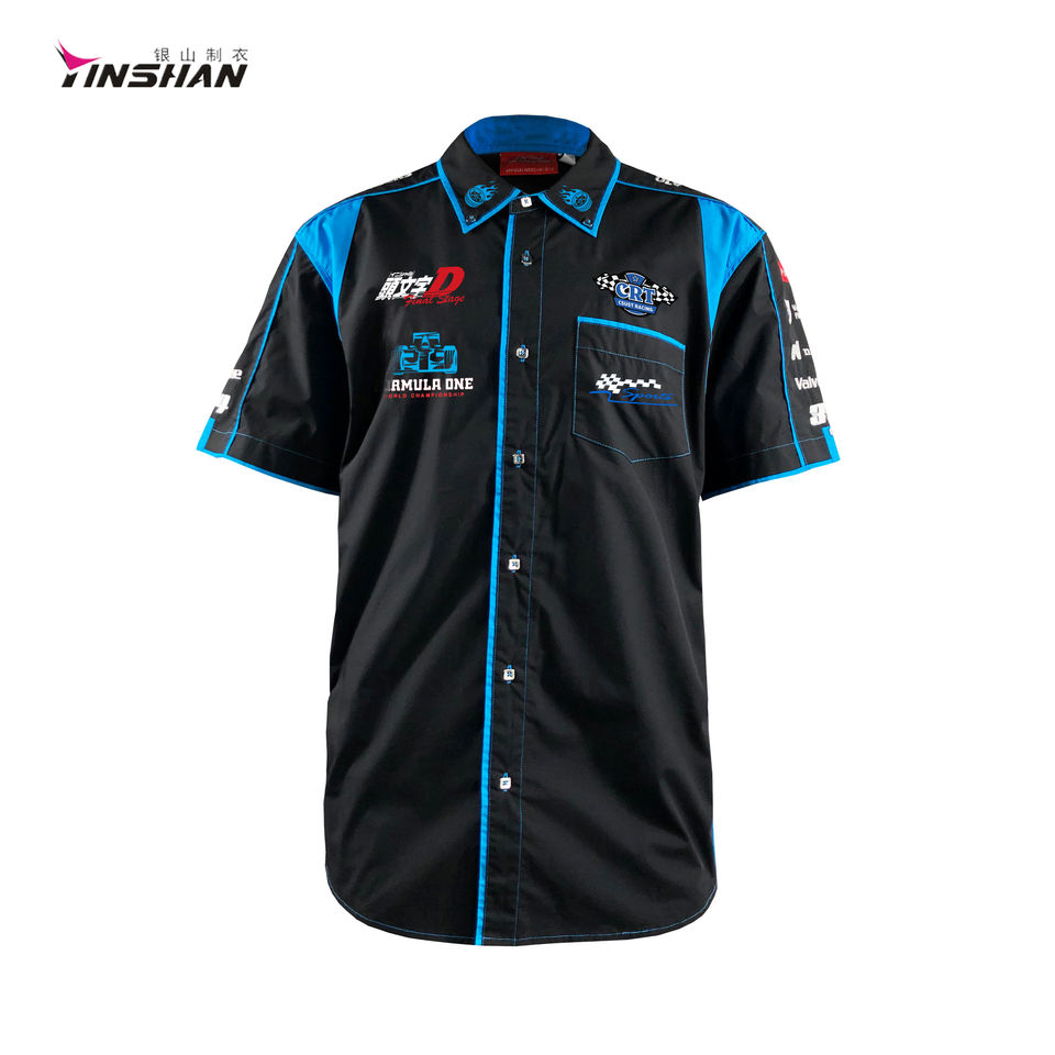 Sample Customized Logo F1 Shirt for Men 2024 Summer Casual Clothing Polyester Shirts