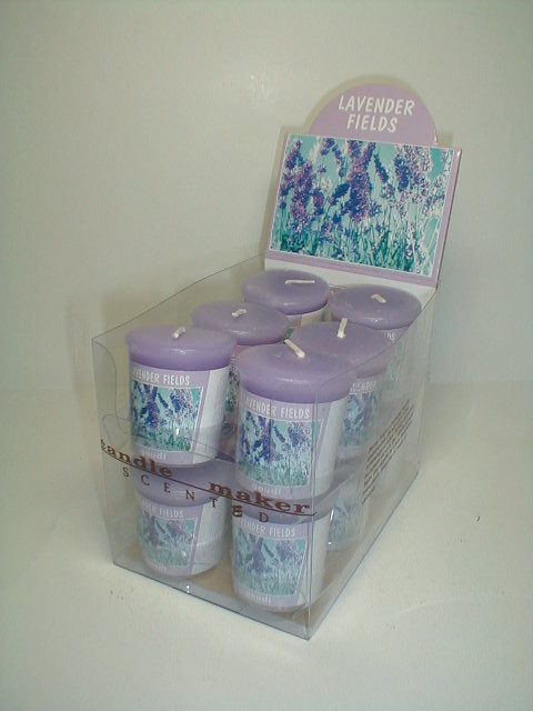 12pk 100% paraffin wax mushroom scented candle with printed card and PDQ box