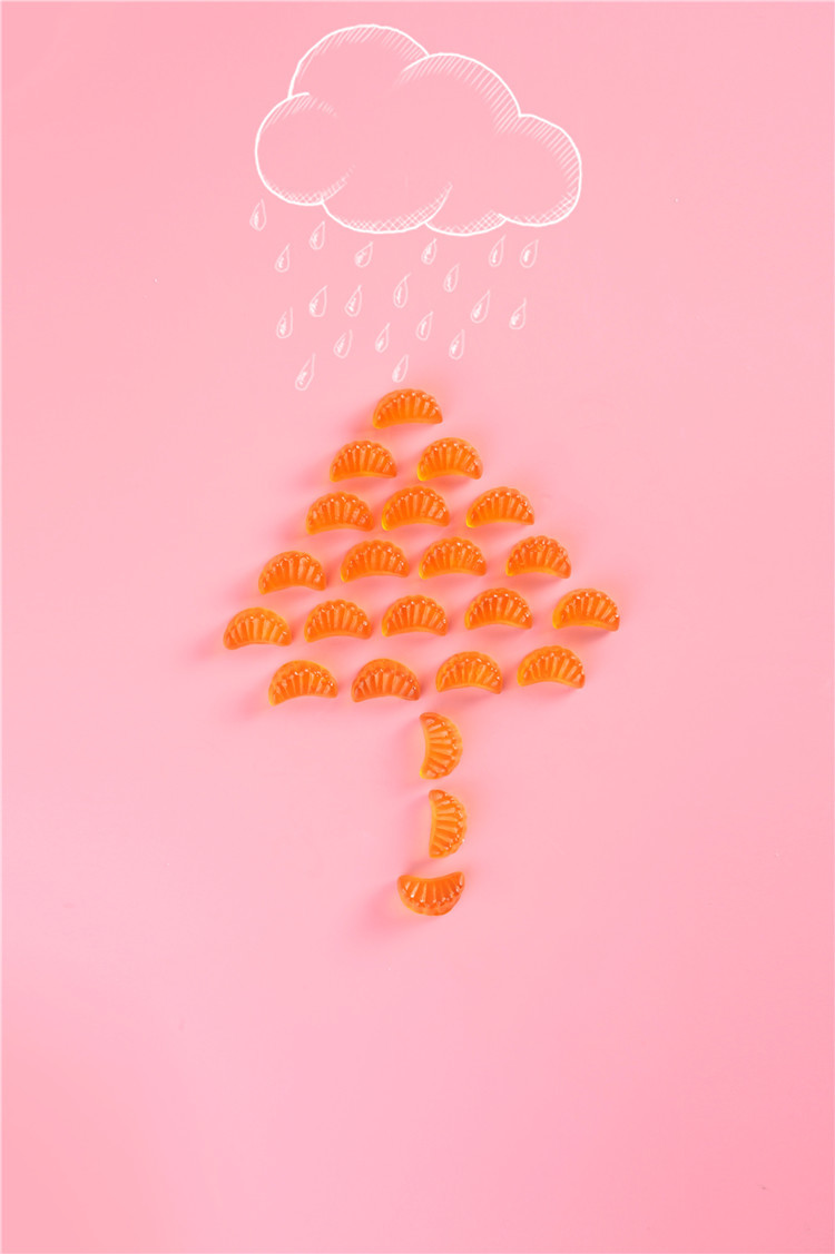 Fruit Shaped Orange Pectin Gummy Candy Golden Vitamin C Pectin Fruit Snacks
