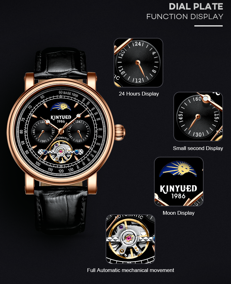 Business Automatic Mechanical Watch High Hardness Glass Abrasion Resistance