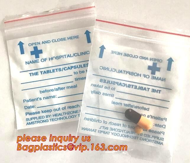 plastic pill medical pharmacy zipper bags, Pharmaceutical Plastic Pill Pouch Medical Zipper Bag, medical specimen Zip lockkk