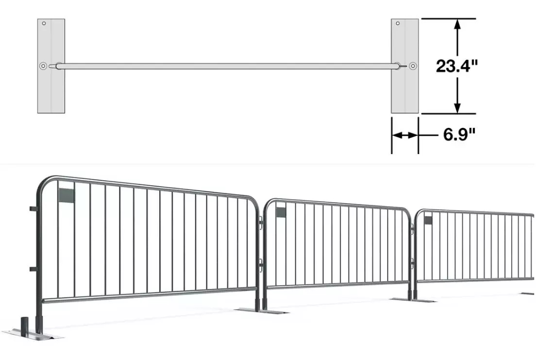 Crowd Control Barriers Top quality Fixed Foot Pedestrian 6.5 foot