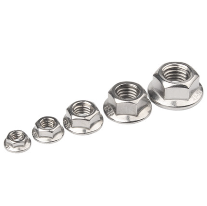 304 M8 Hex Lock Din6923 Self Locking Hexagon Flange Nut with Plain Surface Treatment