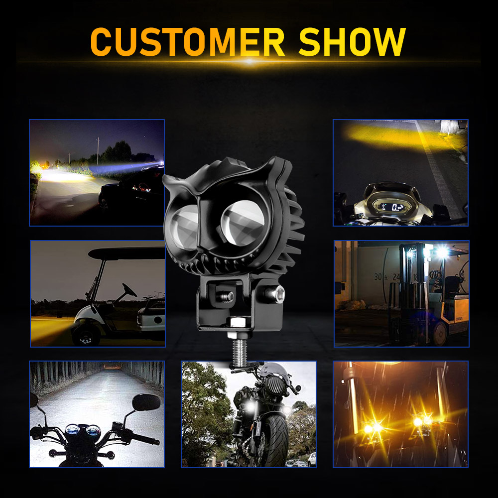 2 LED Owl Yellow White Flash Color MINI Projector Light For Motorcycle