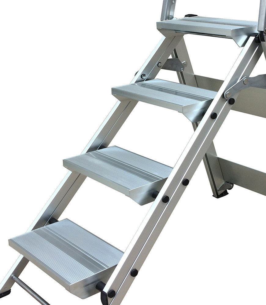 4 Steps Portable Aluminum Step Stool Ladder with Handle and Tool Tray