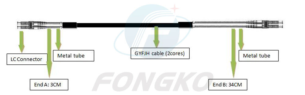 Outdoor Multimode DX LC Duplex Pigtail Patch Cord Branch Cable 100 Meter