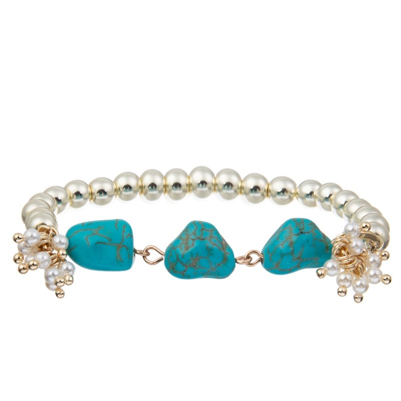 Three Heart Shape Natural Turquoise Bracelet Adjustable Mental Health Gift