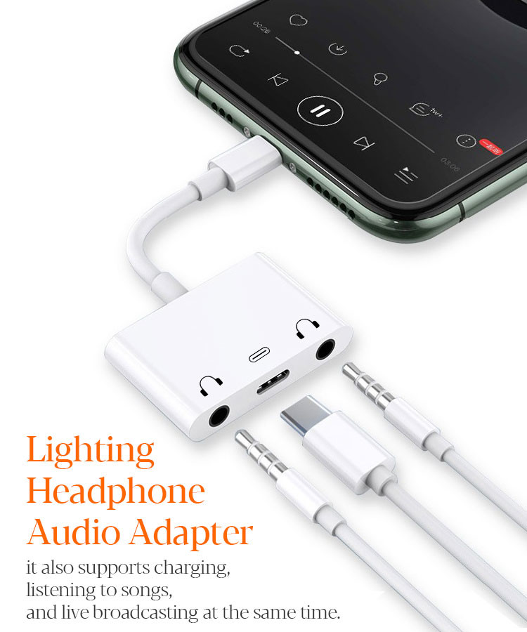 High Fidelity USB OTG Cable Adapter DC3.5 Jack Apple Dual Headphone Adapter
