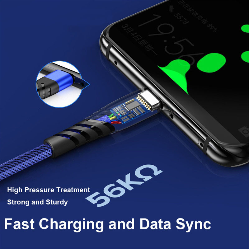 2.4A OD4.8mm Micro USB Data Cable 1m 2m 3m Fish Net Fabric Nylon