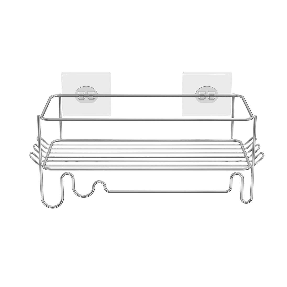 Single Tier Metal Bathroom Shower Caddy Towel Storage Shelf Bolt Inserting Type