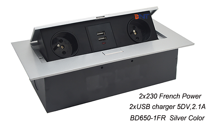 recessed power socket type pop up desktop EURO power socket with USB charge port