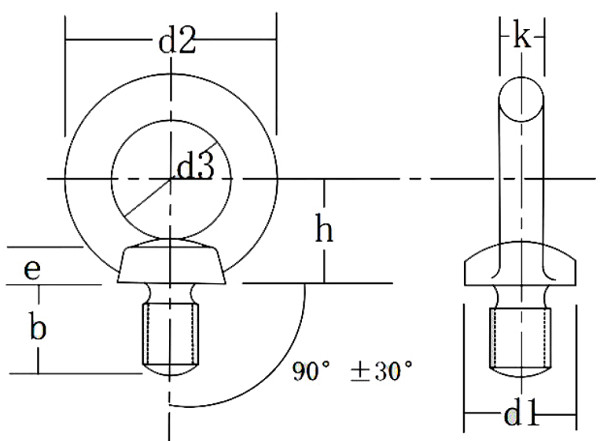 Galvanized Forged Eye Bolt Carbon Steel JIS1168 Galvanized Eye Bolt M5 - M100