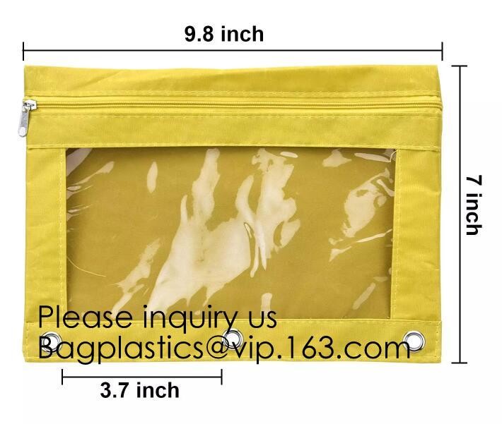 Stationery products Pencil Pouch Pvc Portable Pencil Case For Students,3 Ring Binder Zippered Pencil Pouches with Clear