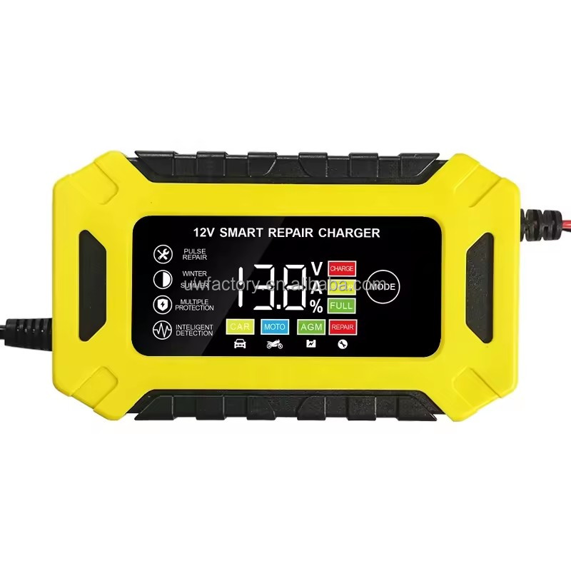 Connector Current Protection 12V 10A 8A Smart Digital Display Pulse Repair Car Battery Charger for AGM Gel EFB Battery