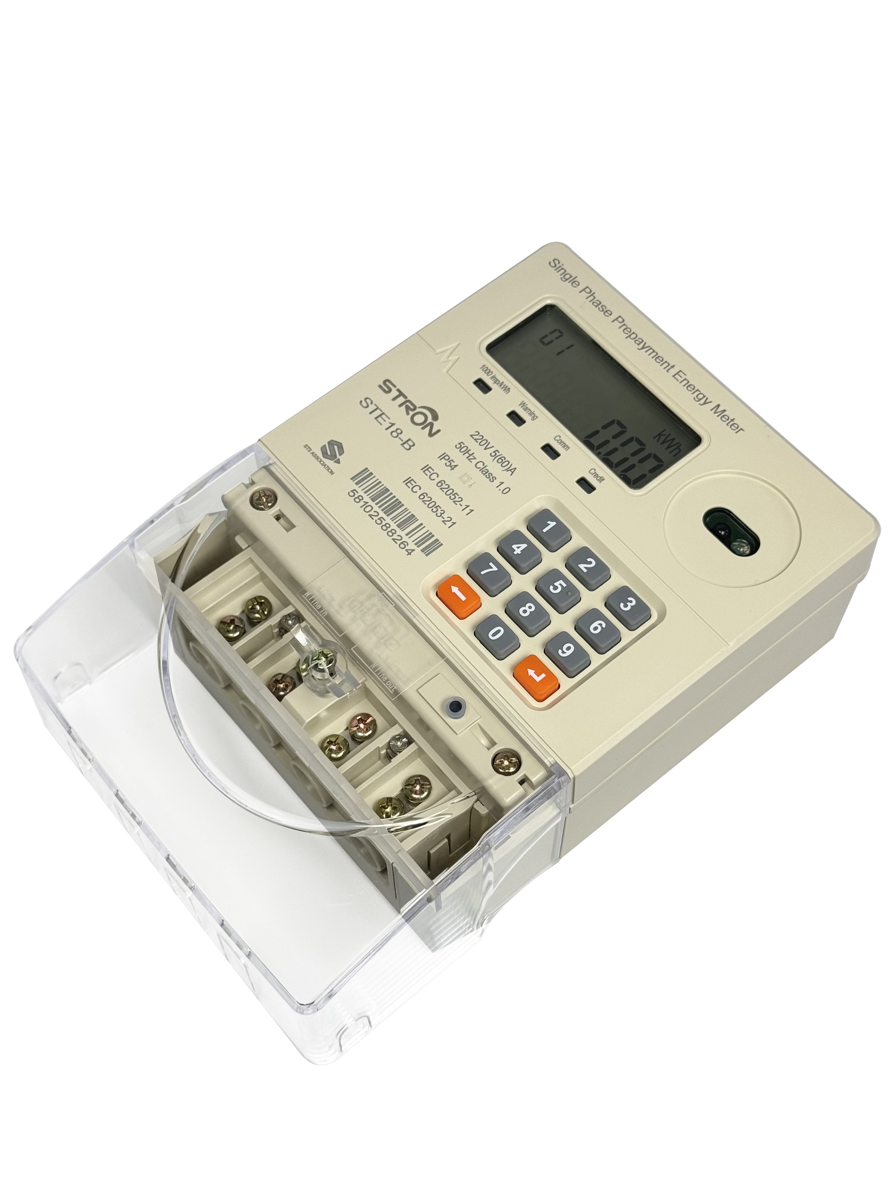 230V 60A STS 20 Digital Token Recharge Prepaid Single Phase Electricity Meter for Solar System