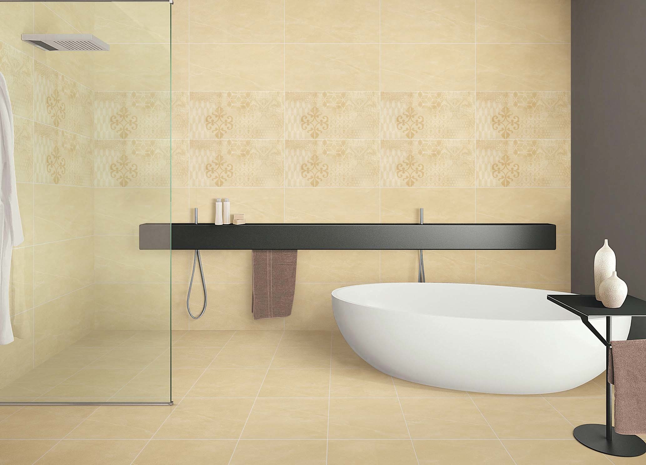 Low Absorption Rate Porcelain Bathroom Tile / Polished Indoor Porcelain Tiles