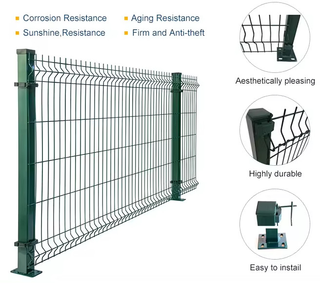 Low Carbon Steel 3d Curve Mesh Fence Security Fence With 1.5mm-3.0mm Thickness Post