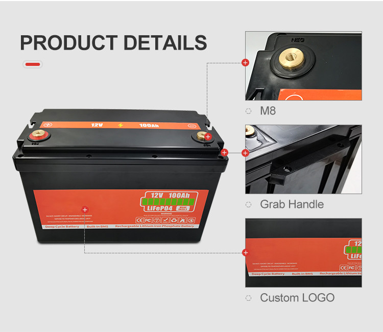 100Ah 12V LiFePO4 Rechargeable Battery 1800W Golf Cart Battery Lithium Battery