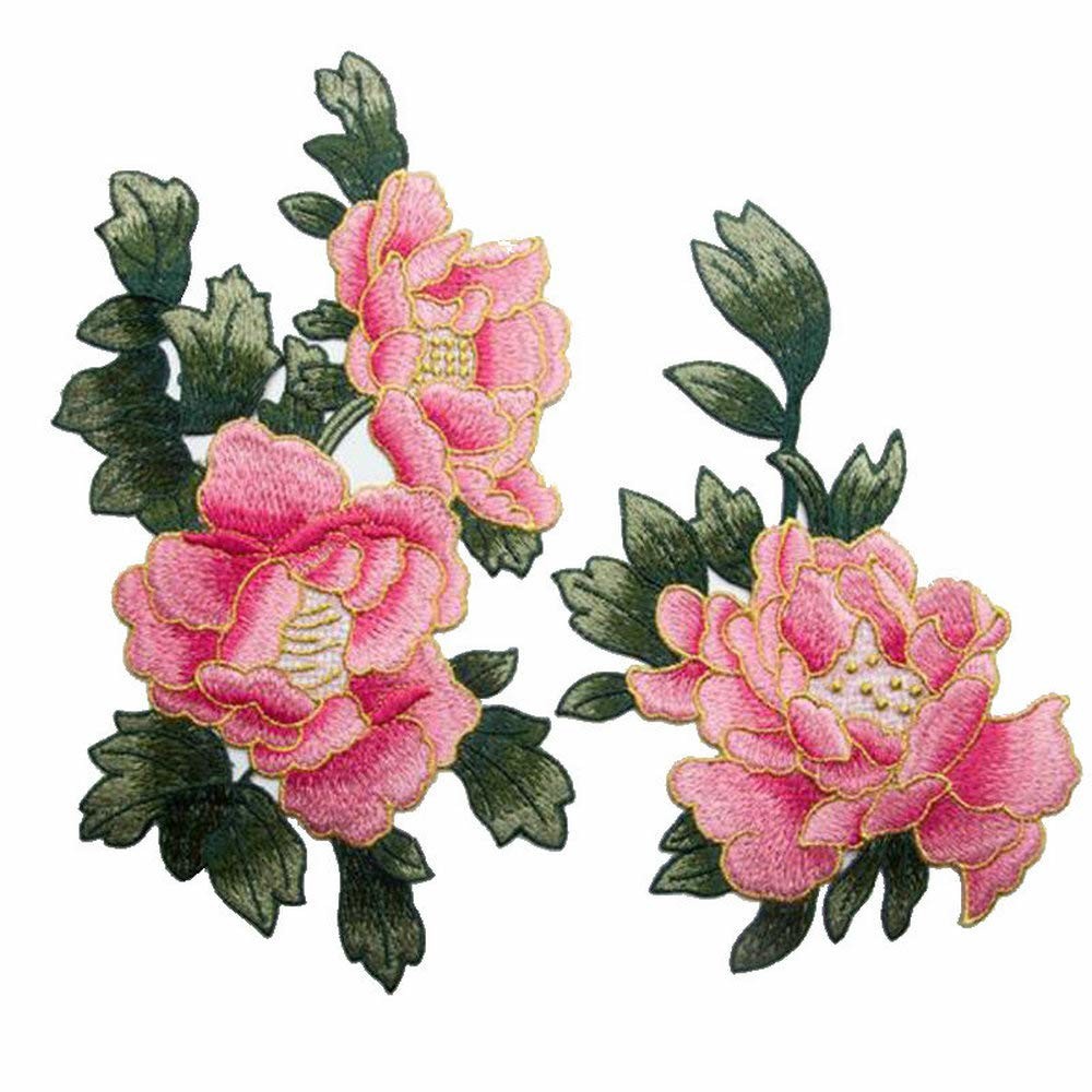 Flower Design Custom Made Iron On Patches Rose Embroidery Patch