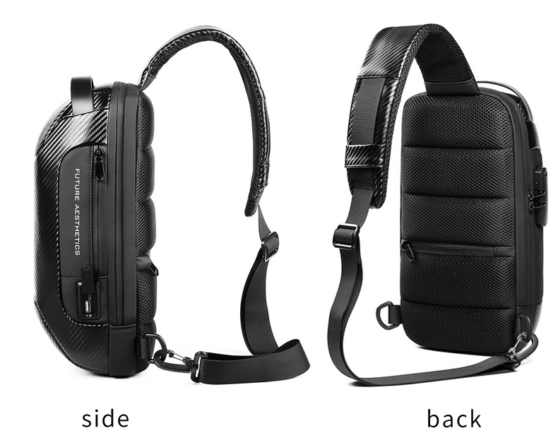 OEM/ODM Carbon Fiber Streamline Anti Theft Sling Bag Rainproof