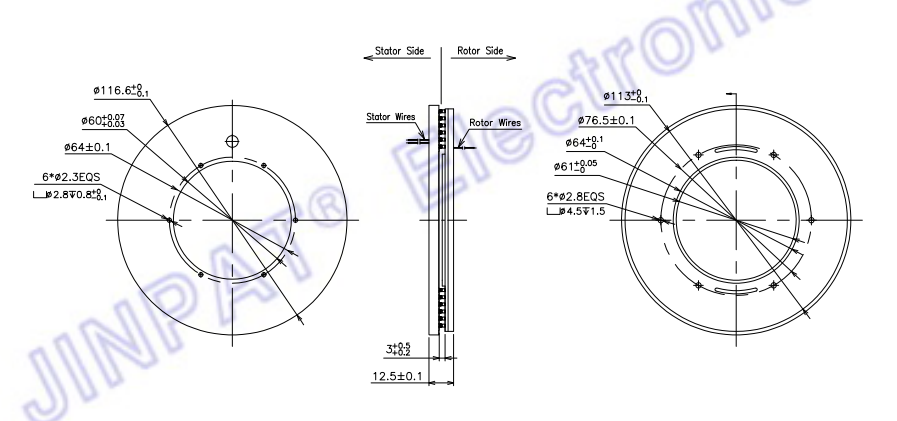8 Circuits Pancake Slip Ring Transmitting 12A Current and 100M Ethernet Signal