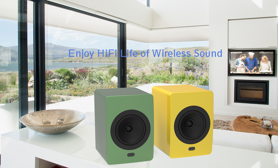 Wood TWS Bookshelf Bluetooth Speakers Portable True Wireless Speakers 200W RMS