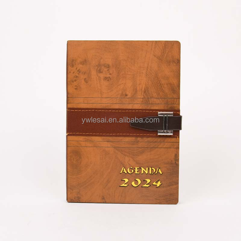 A5 Size Notepad Custom Printed Luxury Bamboo Wood Cover Notebook for Business Gift